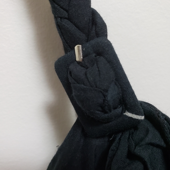 Lapis Floral Black And White Braided Adjustable Straps Cotton Silk Women Size L - Picture 5 of 11